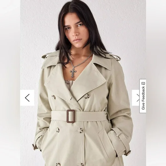 NEW NWT Urban Outfitters Light Before Dark Double Breasted Trench Coat XS - Picture 2 of 6